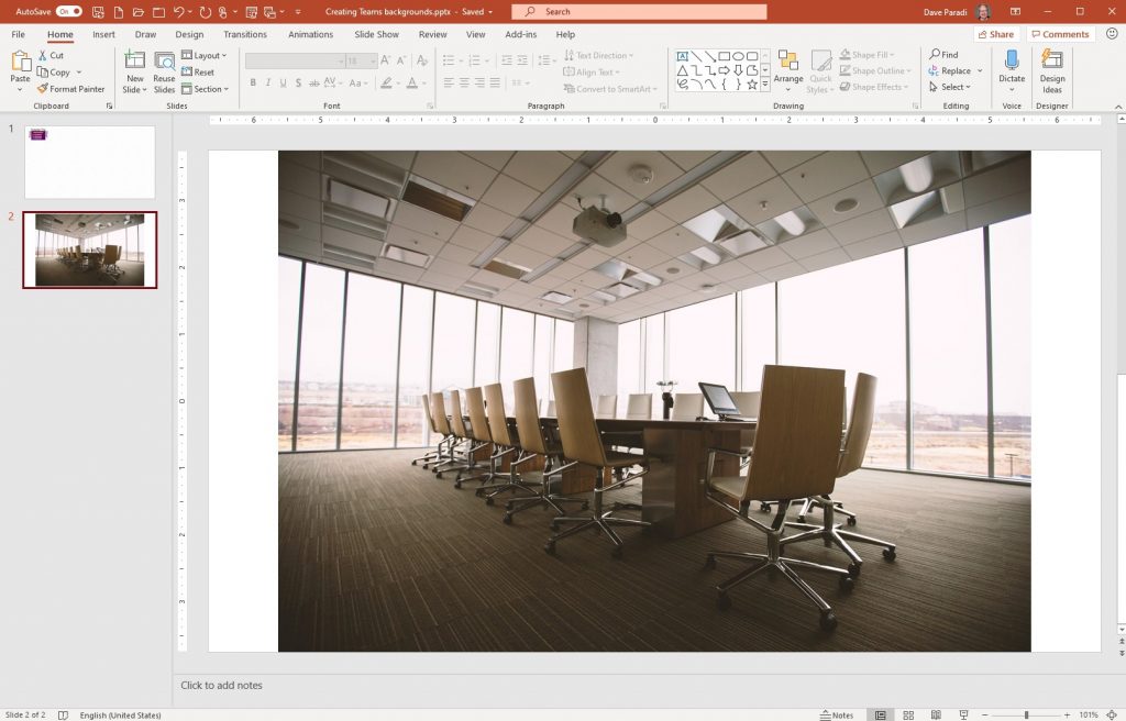 Use Powerpoint To Create A Custom Background For Microsoft Teams Meetings Think Outside The Slide
