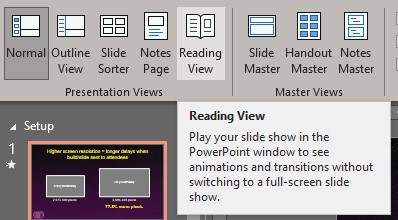 what is reading view in powerpoint presentation